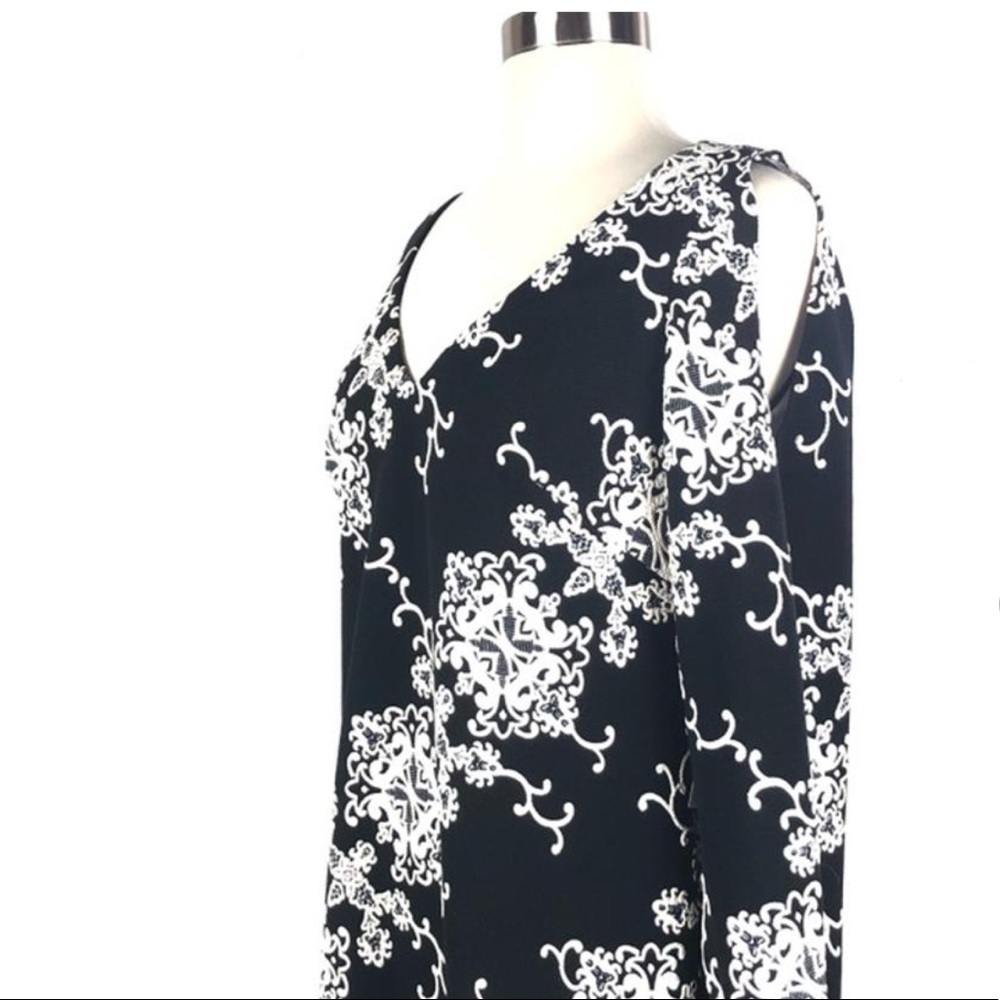 Adrianna Papell Black and White Printed Wrap Dress